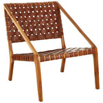 Kendari Tan Woven Leather And Teak Chair