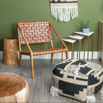 Kendari Tan Woven Leather And Teak Chair