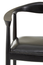 Kendari Black Leather and Teak Wood Chair