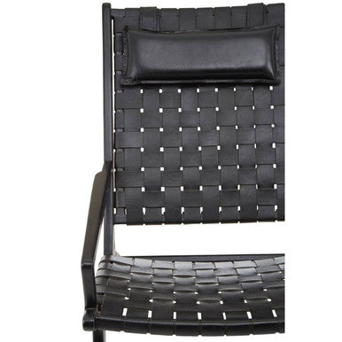 Kendari Black Leather Woven Chair