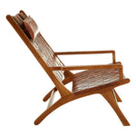 Kendari Teak Wood And Woven Leather Chair