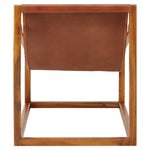 Kendari Brown Leather and Teak Wood Sling Chair