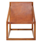 Kendari Brown Leather and Teak Wood Sling Chair
