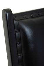 Kendari Black Leather and Teak Wood Chair with Stud Detail