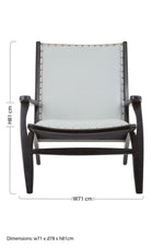 Kendari Grey Leather and Teak Wood Chair