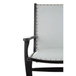 Kendari Grey Leather and Teak Wood Chair