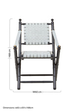 Kendari White Leather And Black Teak Wood Chair