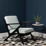 Kendari Grey Leather and Black Teak Wood Armchair