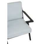 Kendari Grey Leather and Black Teak Wood Armchair
