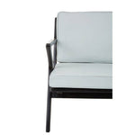 Kendari Grey Leather and Black Teak Wood Armchair