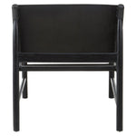 Kendari Black Leather and Teak Modern Sling Chair