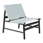 Kendari Grey Leather and Black Teak Modern Sling Chair