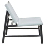 Kendari Grey Leather and Black Teak Modern Sling Chair