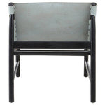 Kendari Grey Leather and Black Teak Modern Sling Chair