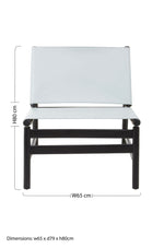 Kendari Grey Leather and Black Teak Modern Sling Chair