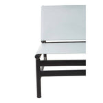 Kendari Grey Leather and Black Teak Modern Sling Chair