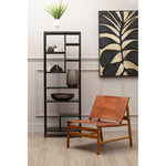 Kendari Brown Leather and Teak Modern Sling Chair