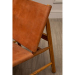 Kendari Brown Leather and Teak Modern Sling Chair
