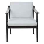 Kendari Grey Leather Armchair with Black Teak Wood Frame