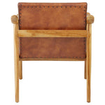 Kendari Brown Leather with Natural Teak Wood Armchair