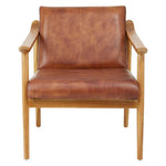 Kendari Brown Leather with Natural Teak Wood Armchair