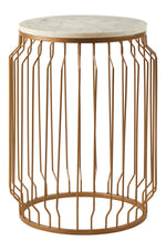 Shalimar Marble Top Round Side Table With Wireframe Base