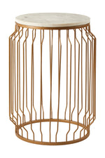 Shalimar Marble Top Round Side Table With Wireframe Base