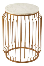 Shalimar Marble Top Round Side Table With Wireframe Base