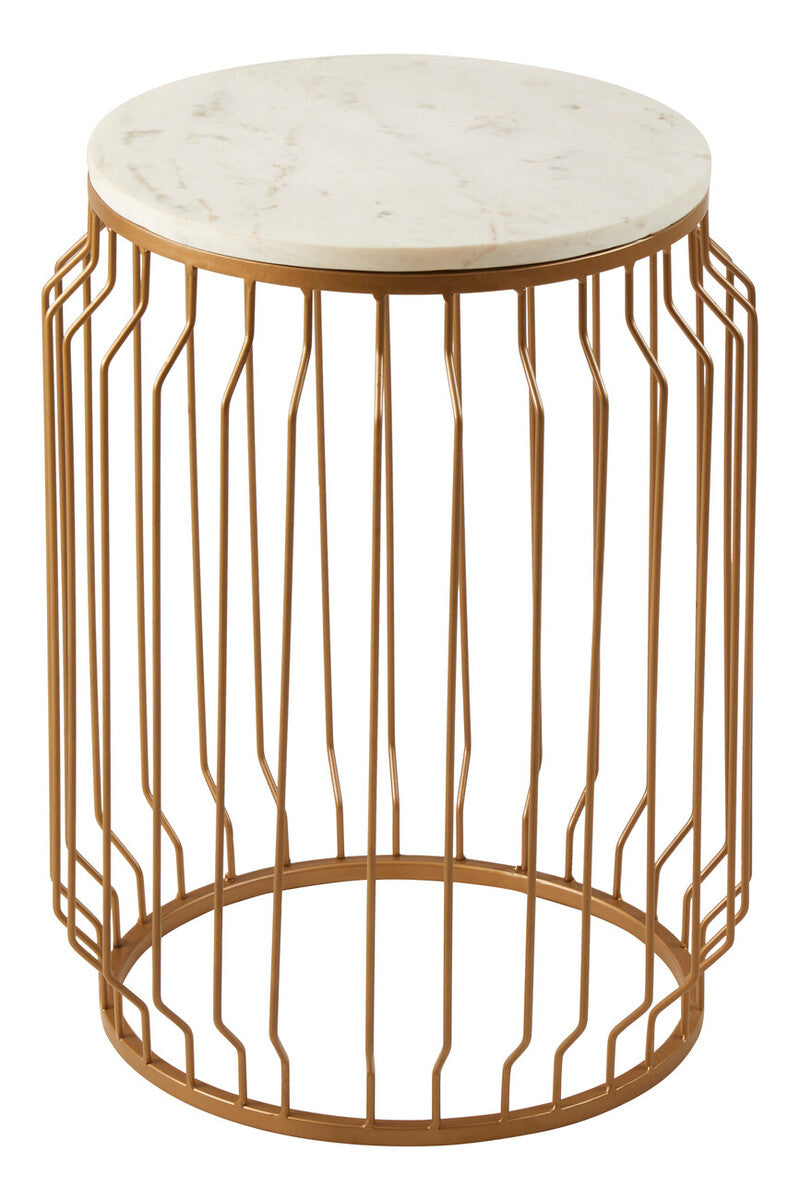 Shalimar Marble Top Round Side Table With Wireframe Base