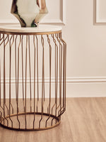 Shalimar Marble Top Round Side Table With Wireframe Base