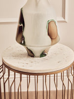 Shalimar Marble Top Round Side Table With Wireframe Base