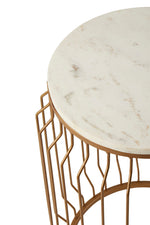 Shalimar Marble Top Round Side Table With Wireframe Base