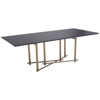 Delta Walnut Veneer Dining Table with Brushed Brass Legs