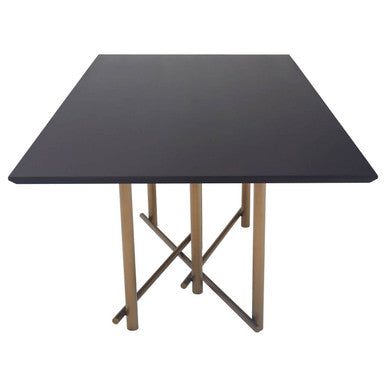 Delta Walnut Veneer Dining Table with Brushed Brass Legs