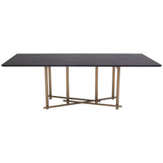 Delta Walnut Veneer Dining Table with Brushed Brass Legs