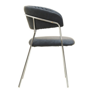 Tamzin Dark Grey Leather Effect Curved Dining Chair