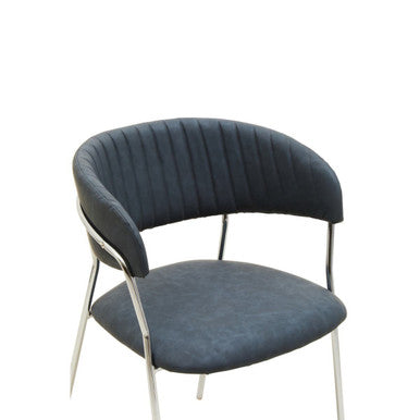 Tamzin Dark Grey Leather Effect Curved Dining Chair