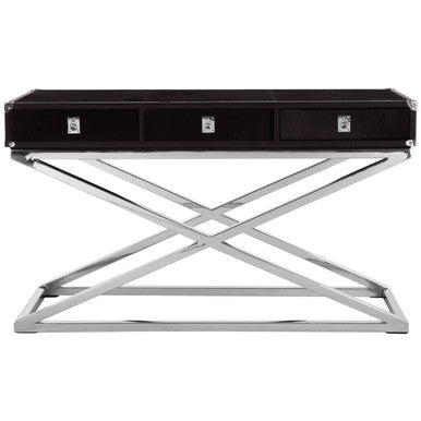 Kensington Townhouse Hair on Leather 3 Drawer Console Table
