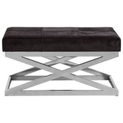 Kensington Townhouse Hair On Leather Cross Base Bench