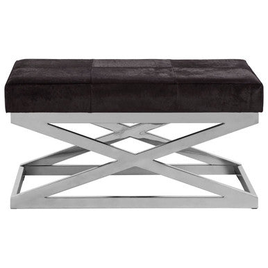 Kensington Townhouse Hair On Leather Cross Base Bench