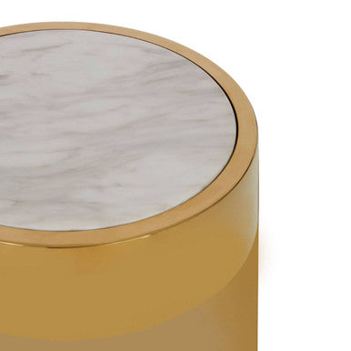Carlox Gold and Marble Effect Round Side Table