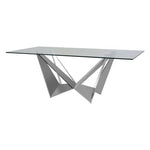 Carlox Tempered Glass Dining Table with Chrome Legs