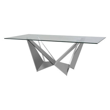 Carlox Tempered Glass Dining Table with Chrome Legs