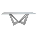 Carlox Tempered Glass Dining Table with Chrome Legs