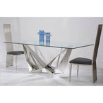 Carlox Tempered Glass Dining Table with Chrome Legs