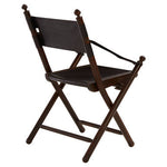 Inca Black Leather and Teak Wood Folding Chair