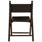 Inca Black Leather and Teak Wood Folding Chair