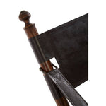 Inca Black Leather and Teak Wood Folding Chair