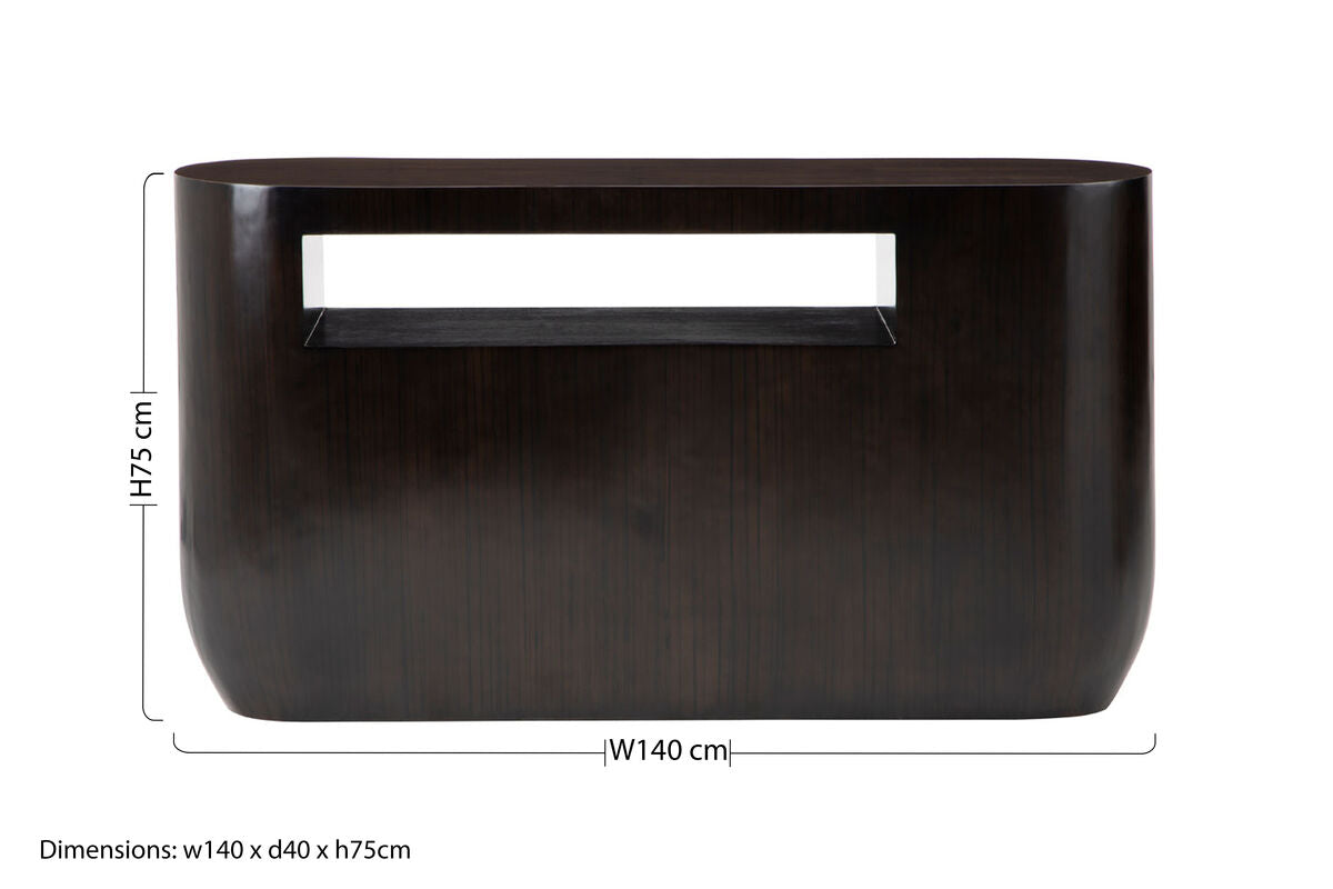 Gabelle Oval Ebony Bamboo Console Table