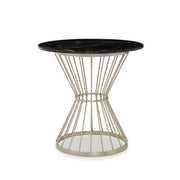 Anzio Hourglass Dining Table with Black Marble and Silver Base